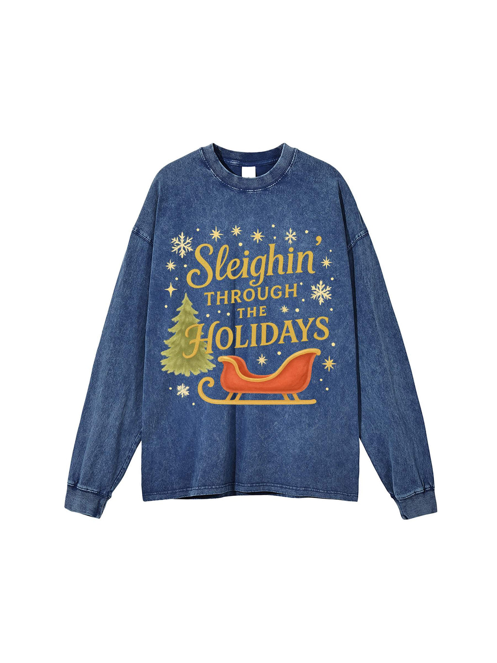 R00099-C001-V3 / ACID WASH OVERSIZE LONG SLEEVE T-SHIRT 250G 7.4OZ DTG PRINT RUSH SERVICE LA