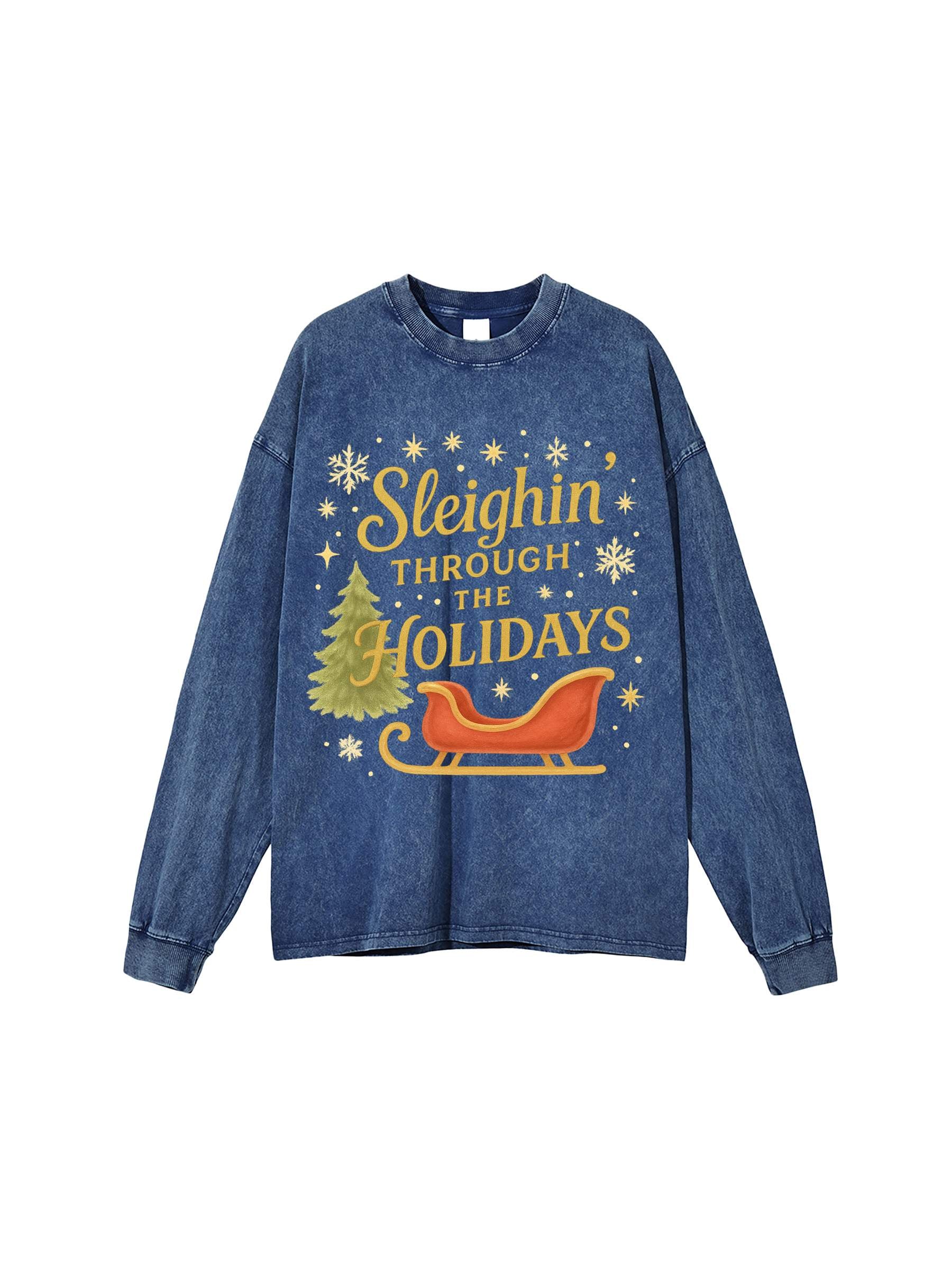 R00099-C001-V3 / ACID WASH OVERSIZE LONG SLEEVE T-SHIRT 250G 7.4OZ DTG PRINT RUSH SERVICE LA