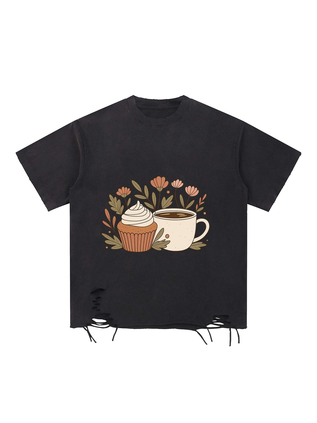 RT0033-C001-V2 / SNOW WASHED RAW-HEM T-SHIRT 330G 9.7OZ DTG PRINT RUSH LA