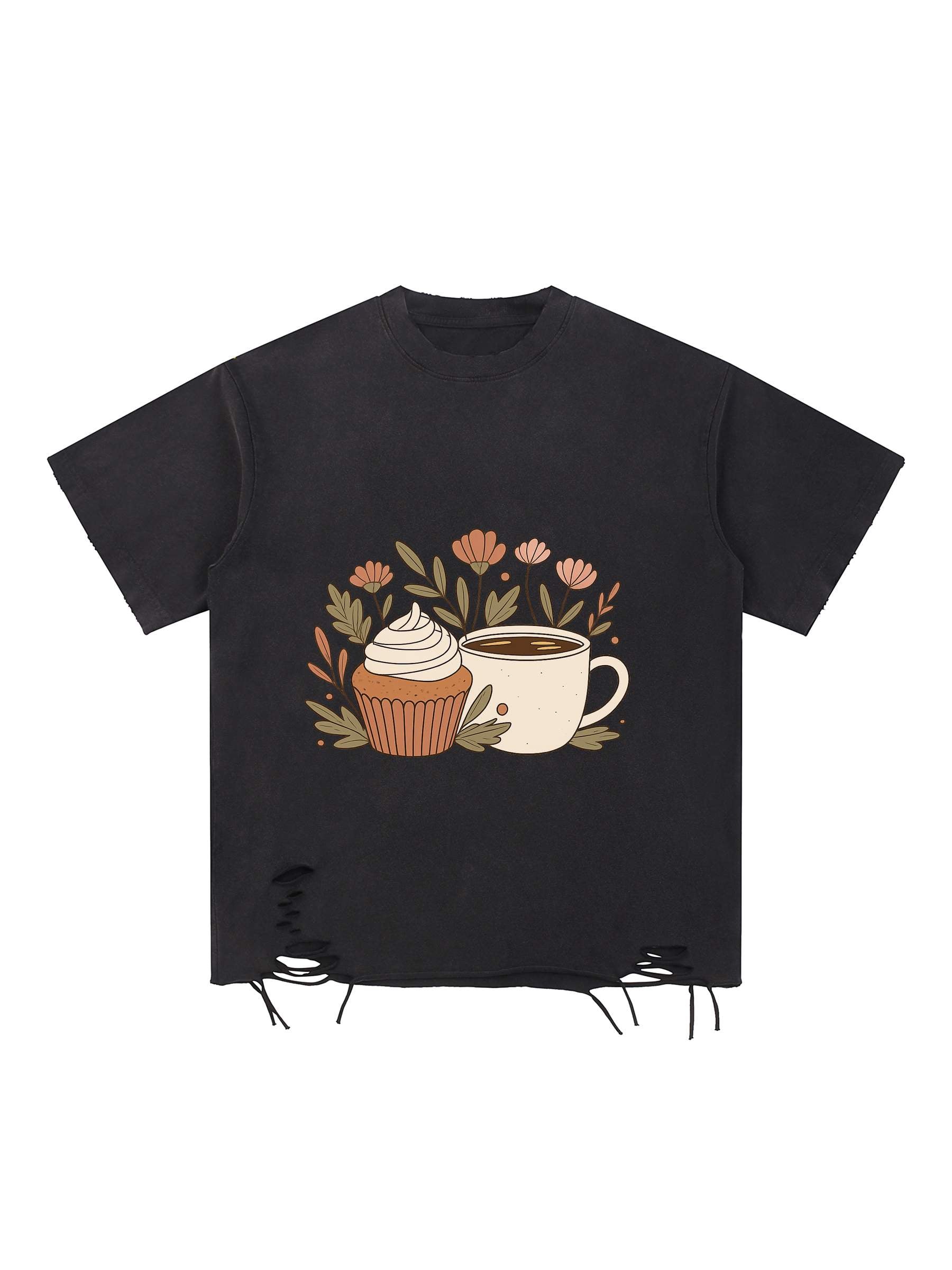 RT0033-C001-V2 / SNOW WASHED RAW-HEM T-SHIRT 330G 9.7OZ DTG PRINT RUSH LA