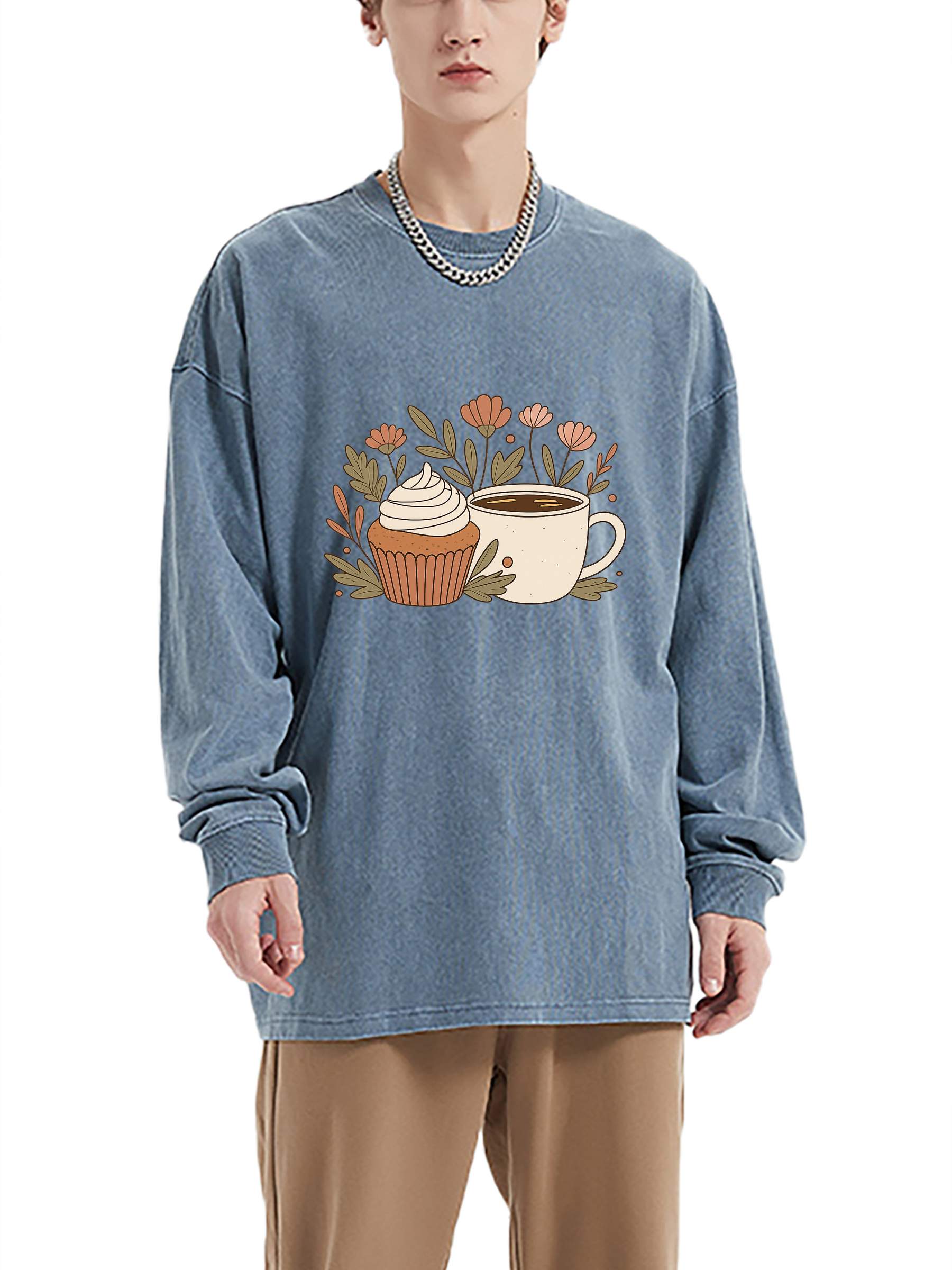 R00367-C001-V7 / VINTAGE WASHED LONG SLEEVE T-SHIRT 280G 8.3OZ DTG PRINT RUSH SERVICE LA