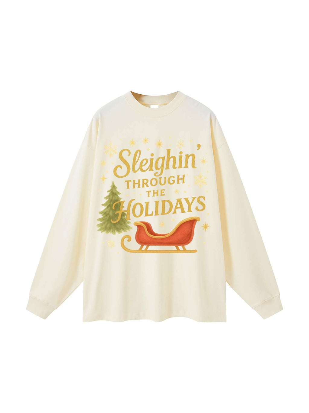 R00281-C001-V3 / OVERSIZED UNISEX LONG SLEEVE T-SHIRT 305G 9.0OZ DTG PRINT RUSH SERVICE LA