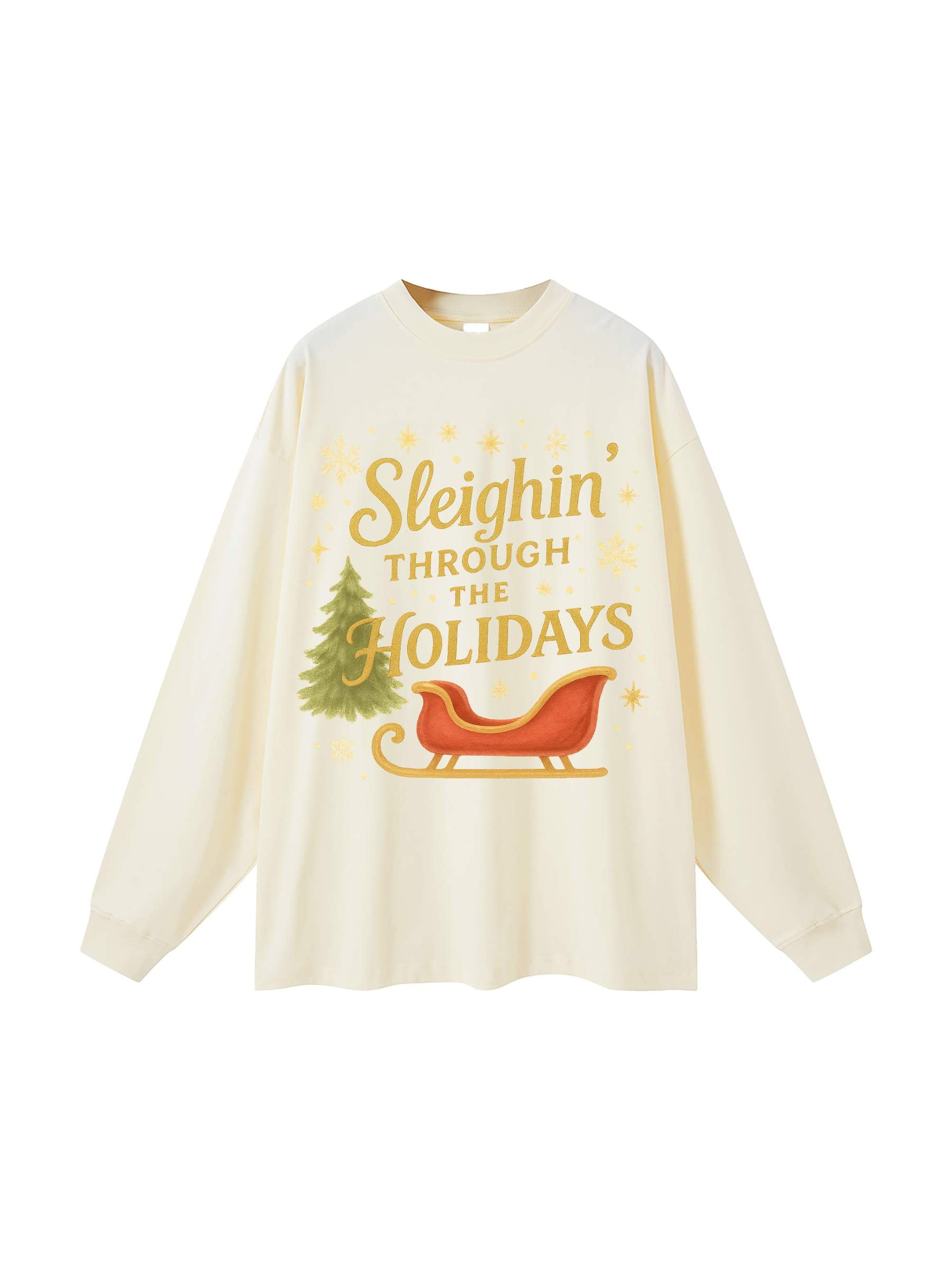 R00281-C001-V3 / OVERSIZED UNISEX LONG SLEEVE T-SHIRT 305G 9.0OZ DTG PRINT RUSH SERVICE LA