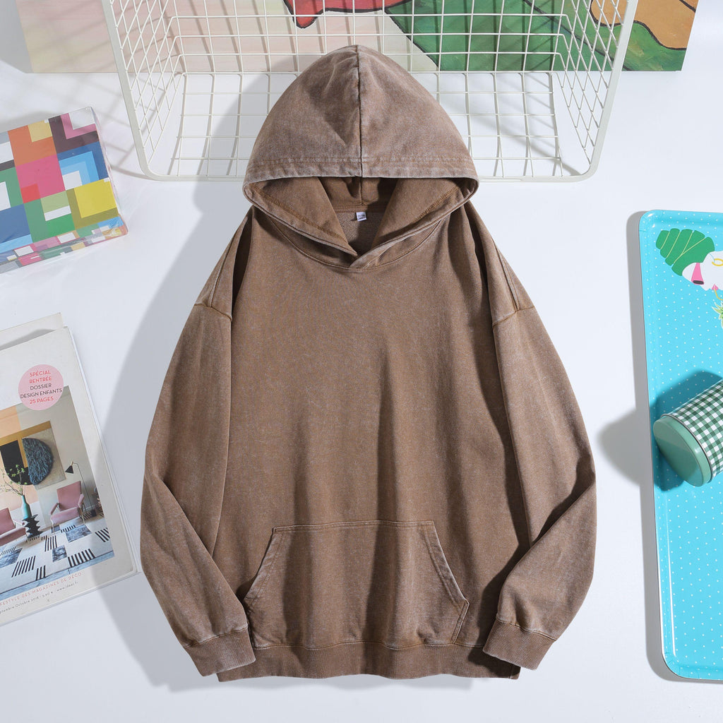 DF010 / HOODED DISTRESSED SWEATSHIRT 400G 11.8OZ DTF PRINT RUSH LA