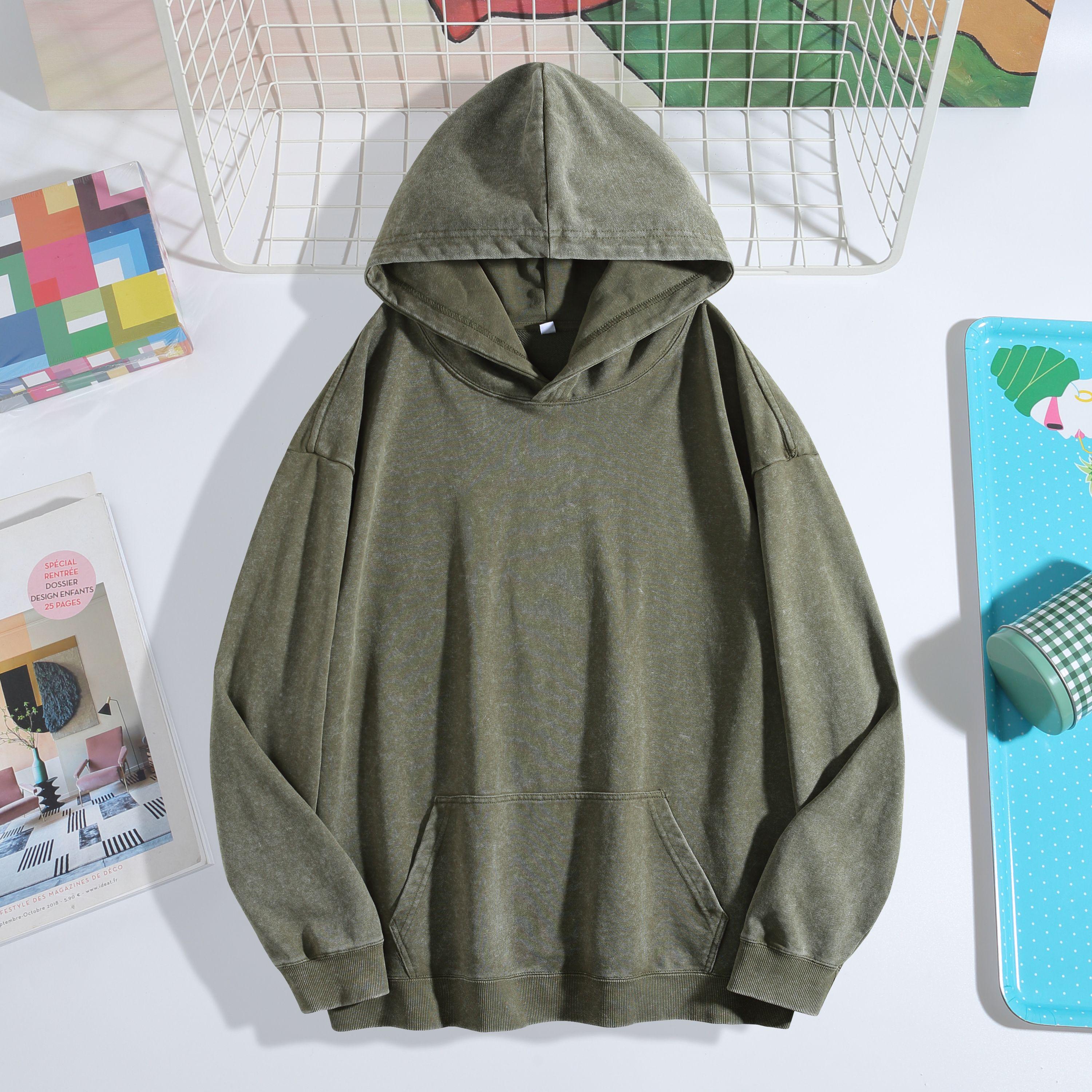 DF010 / HOODED DISTRESSED SWEATSHIRT 400G 11.8OZ DTF PRINT RUSH LA