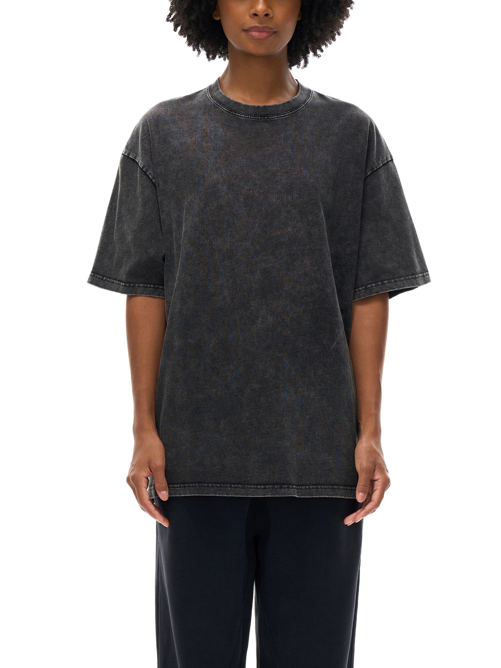 R00037-C001-V9 / SNOW WASHED OVERSIZED COTTON T-SHIRT 250G 7.4OZ DTG PRINT RUSH SERVICE LA