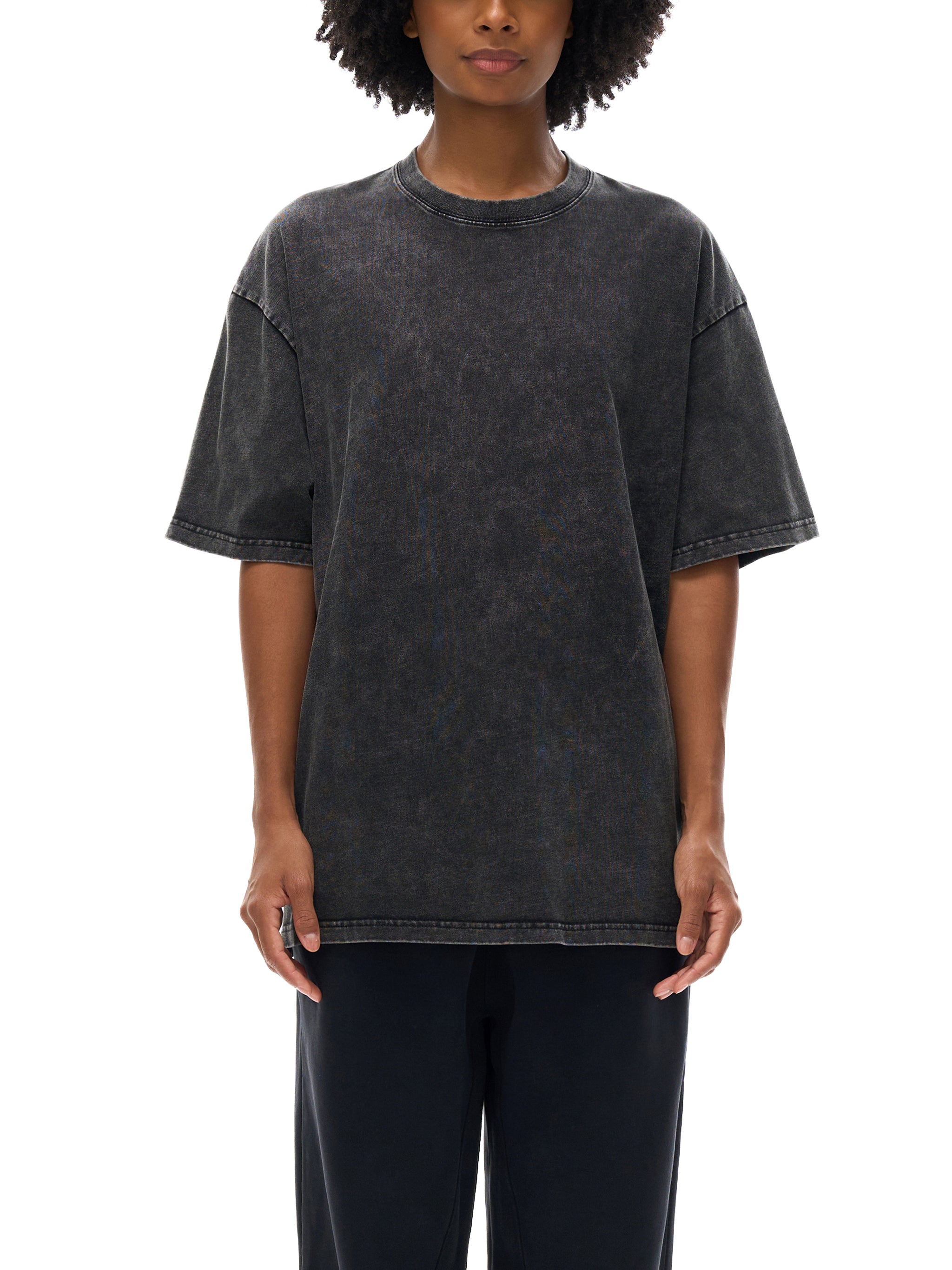 R00037-C001-V9 / SNOW WASHED OVERSIZED COTTON T-SHIRT 250G 7.4OZ DTG PRINT RUSH SERVICE LA