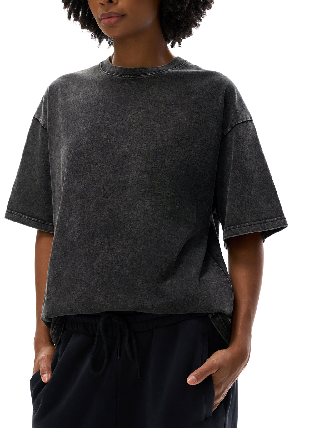R00037-C001-V9 / SNOW WASHED OVERSIZED COTTON T-SHIRT 250G 7.4OZ DTG PRINT RUSH SERVICE LA