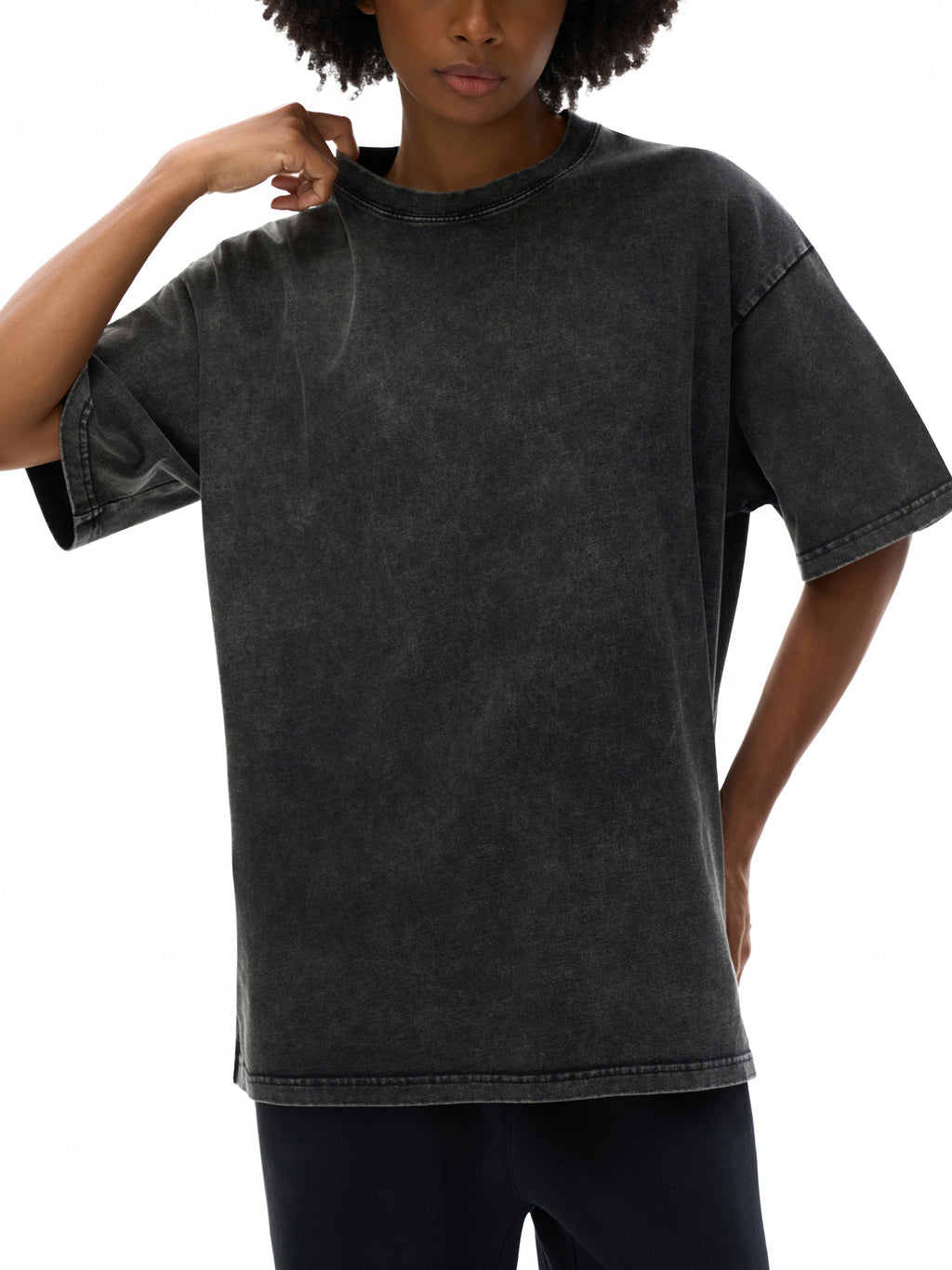 R00037-C001-V9 / SNOW WASHED OVERSIZED COTTON T-SHIRT 250G 7.4OZ DTG PRINT RUSH SERVICE LA