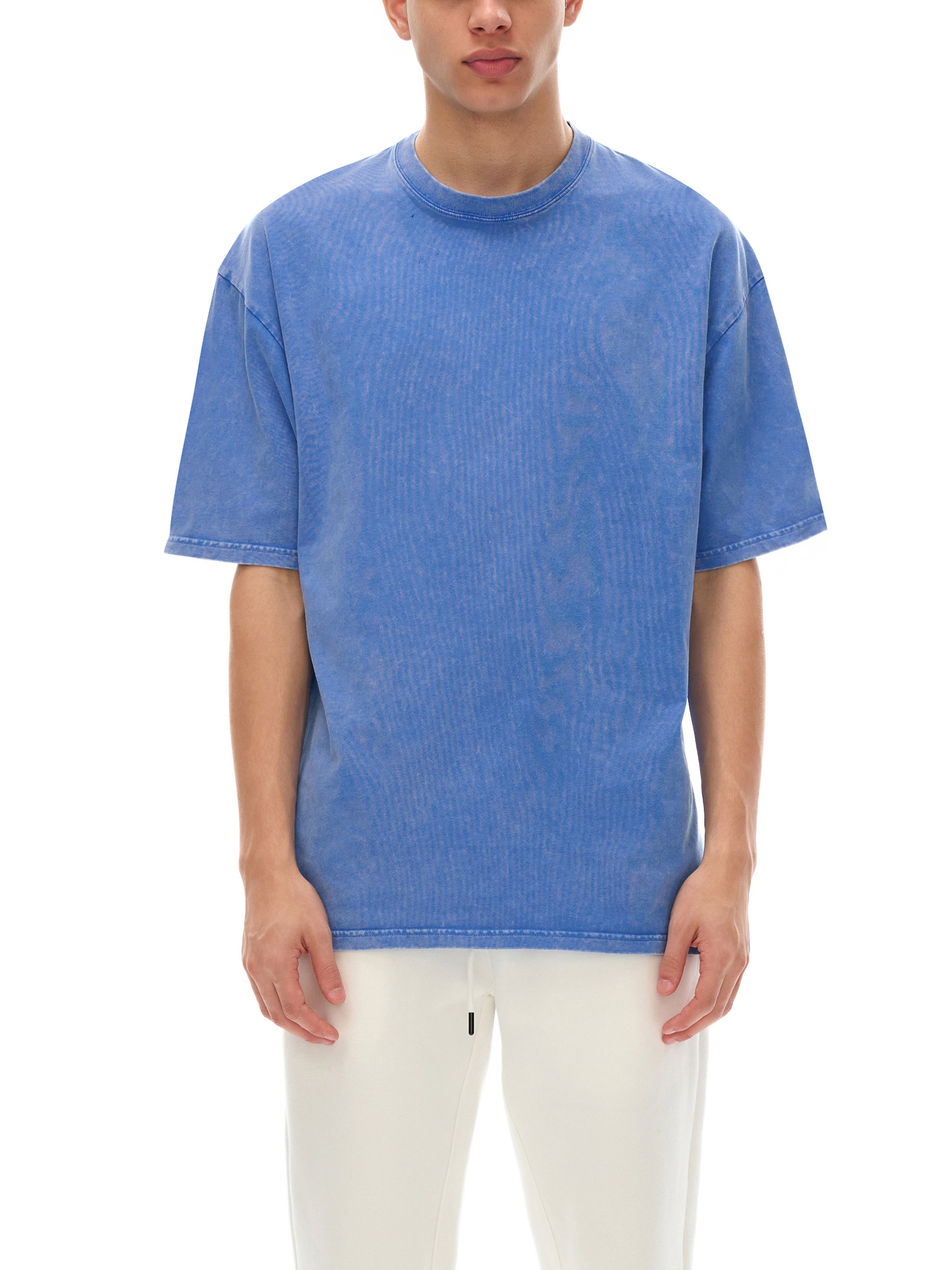 R00037-C001-V9 / SNOW WASHED OVERSIZED COTTON T-SHIRT 250G 7.4OZ DTG PRINT RUSH SERVICE LA