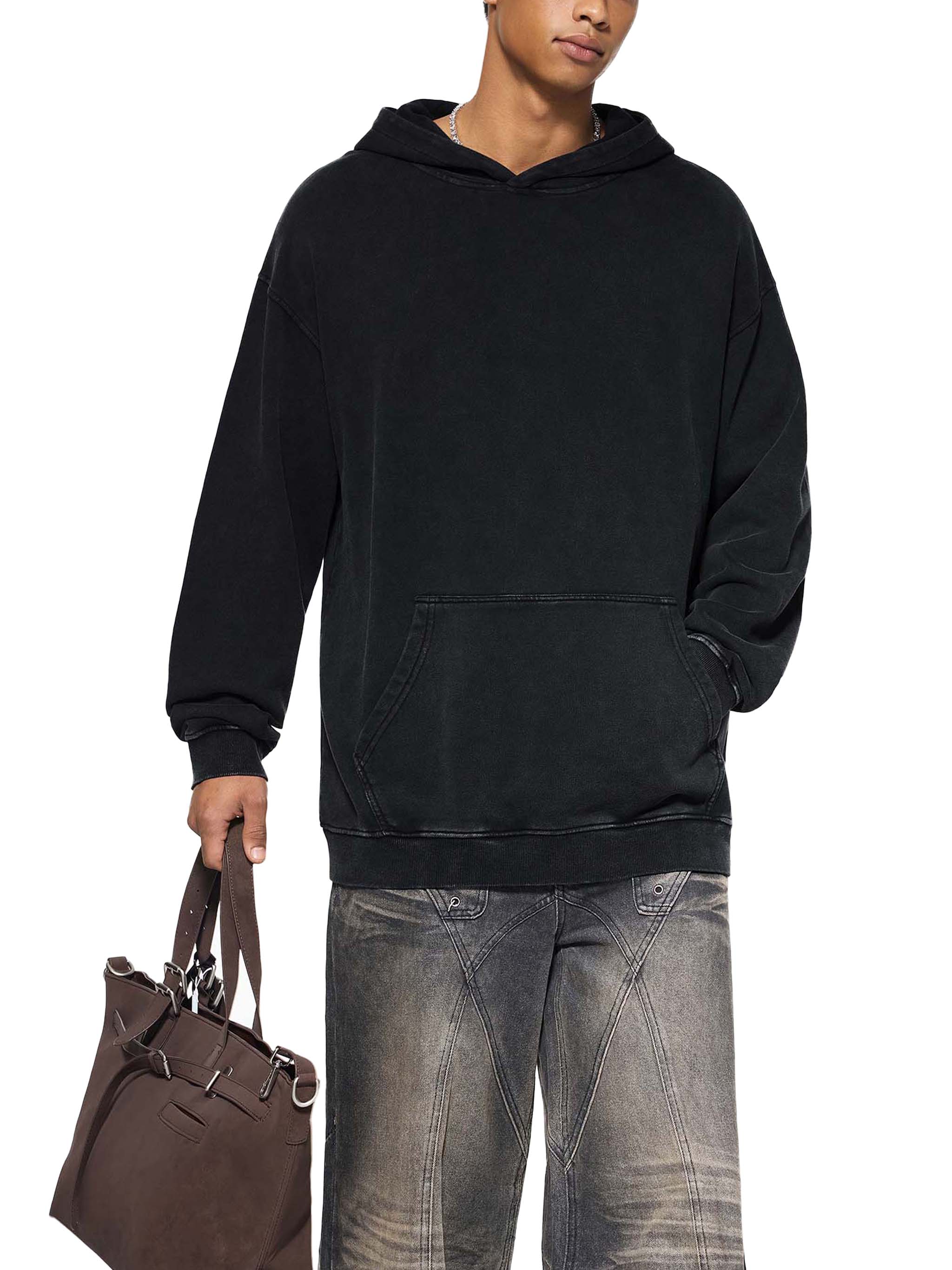 R00104-C001-V5 / SNOW WASHED LOOSE COTTON HOODIE 420G 12.4OZ DTG PRINT RUSH