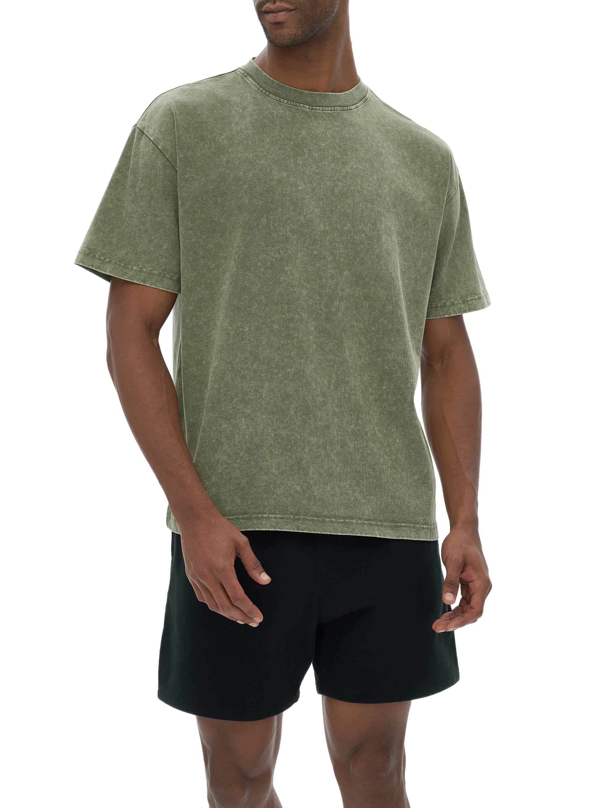 RU0025-C001-V6 / HEAVYWEIGHT SNOW WASHED OVERSIZE T-SHIRT 300G 8.8OZ DTG PRINT RUSH SERVICE LA