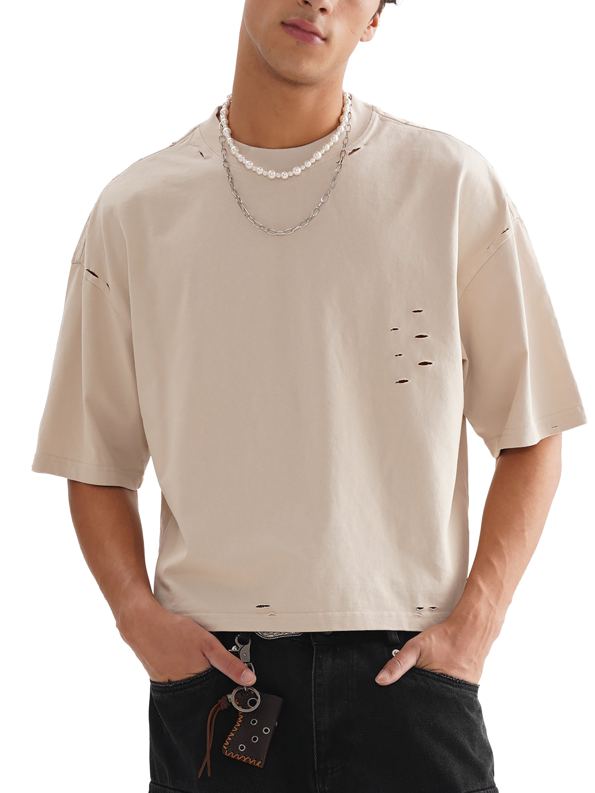 RU0035-C001-V3 / CLASSIC FRAYED BOXY TEE 250G 7.4OZ DTG PRINT RUSH SERVICE LA