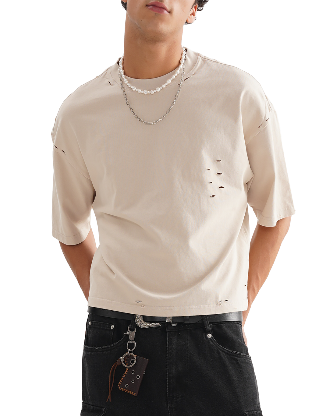 RU0035-C001-V3 / CLASSIC FRAYED BOXY TEE 250G 7.4OZ DTG PRINT RUSH SERVICE LA