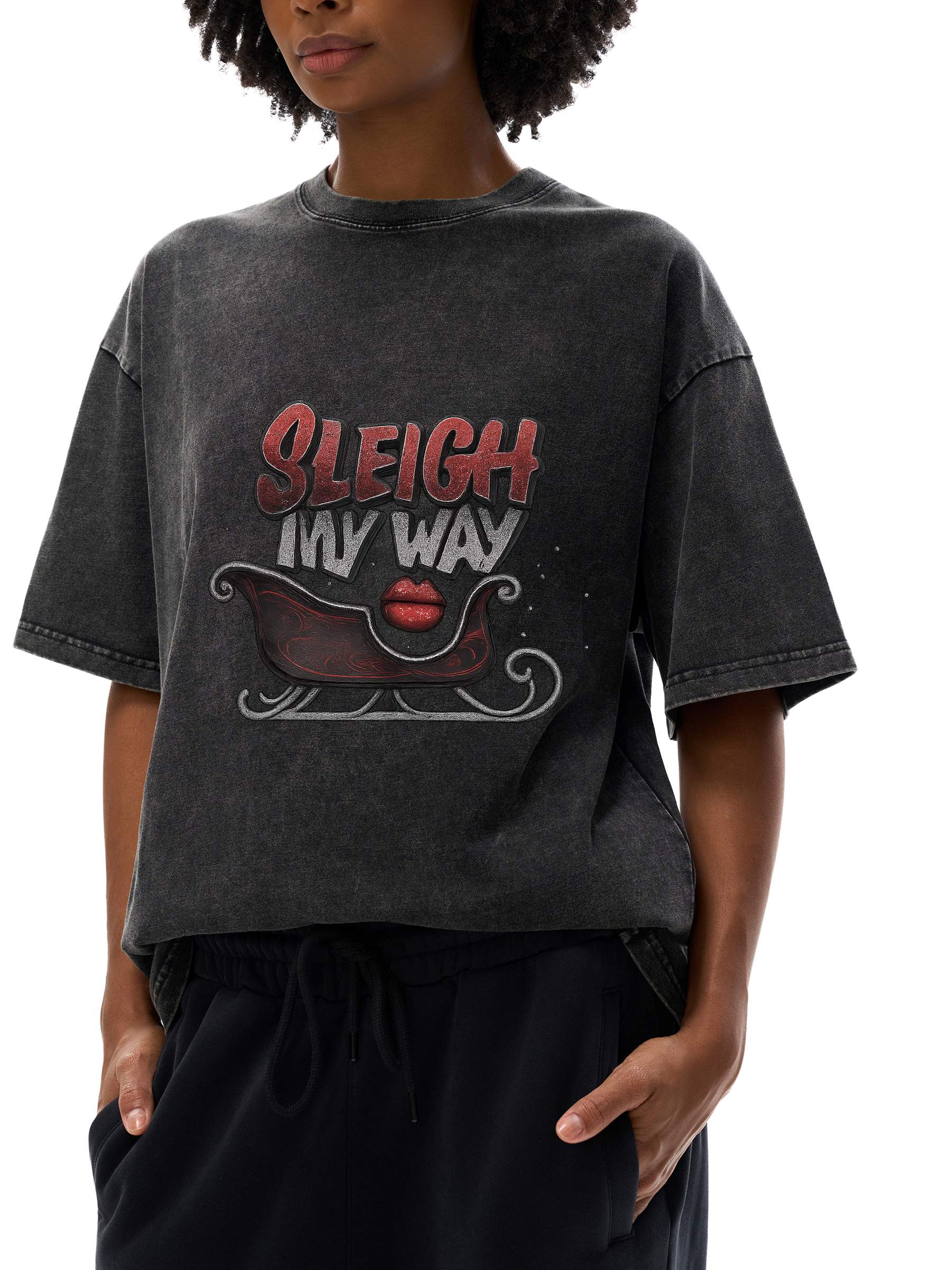 R00037-C001-V9 / SNOW WASHED OVERSIZED COTTON T-SHIRT 250G 7.4OZ DTG PRINT RUSH SERVICE LA