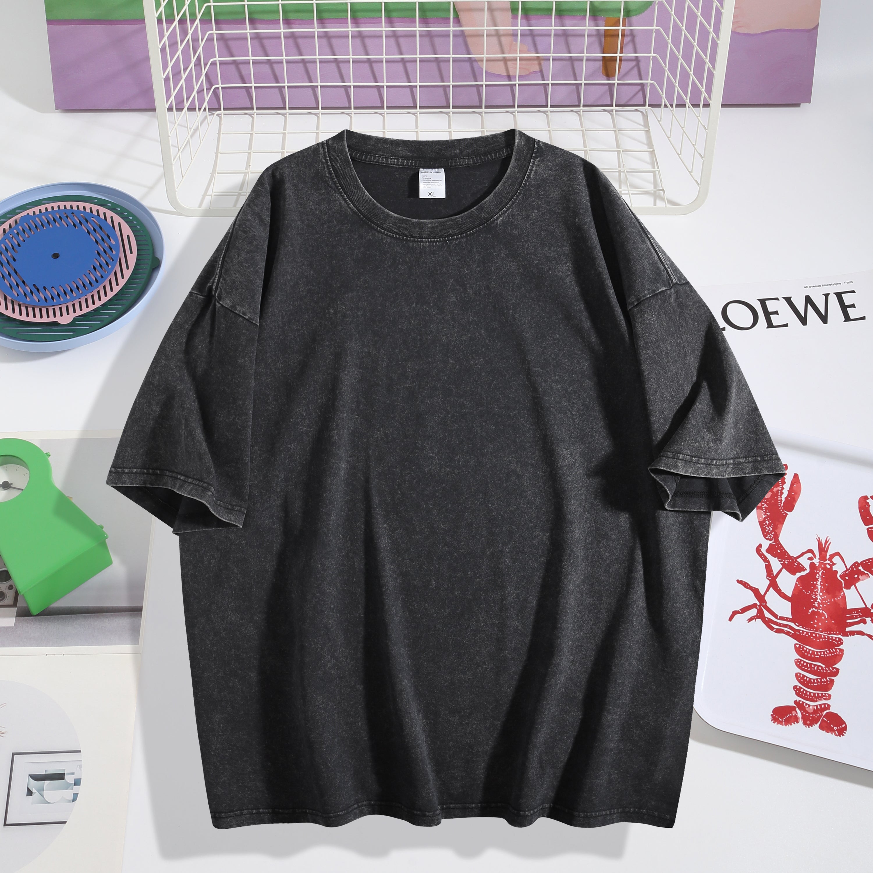 DG004 / SNOW-WASHED STREETWEAR T-SHIRT 230G 6.8 OZ DTF PRINT RUSH SERVICE LA