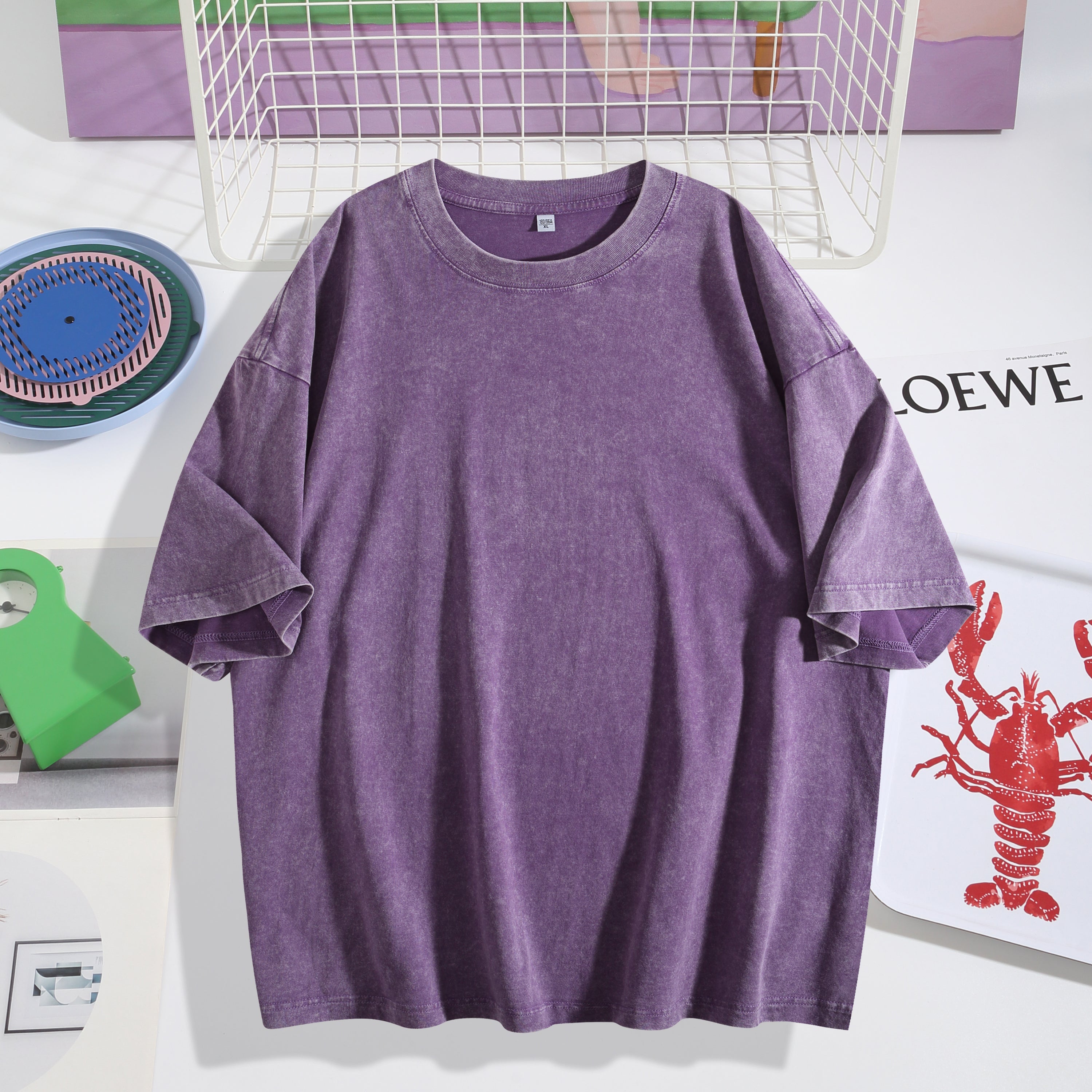 DG004 / SNOW-WASHED STREETWEAR T-SHIRT 230G 6.8 OZ DTF PRINT RUSH SERVICE LA