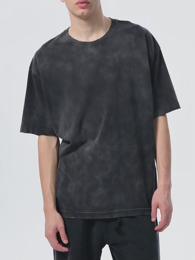 R00134-C001-V5 / VINTAGE WASHED HAND-FRAYED T-SHIRT 260G 7.7OZ DTG PRINT RUSH SERVICE LA