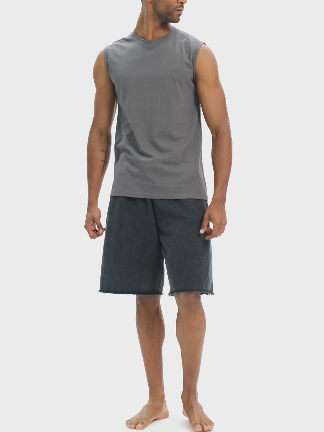 RU0006-C001-V3 / MEN'S SLEEVELESS COTTON TANK TOP 230G 6.8OZ DTG PRINT RUSH SERVICE LA