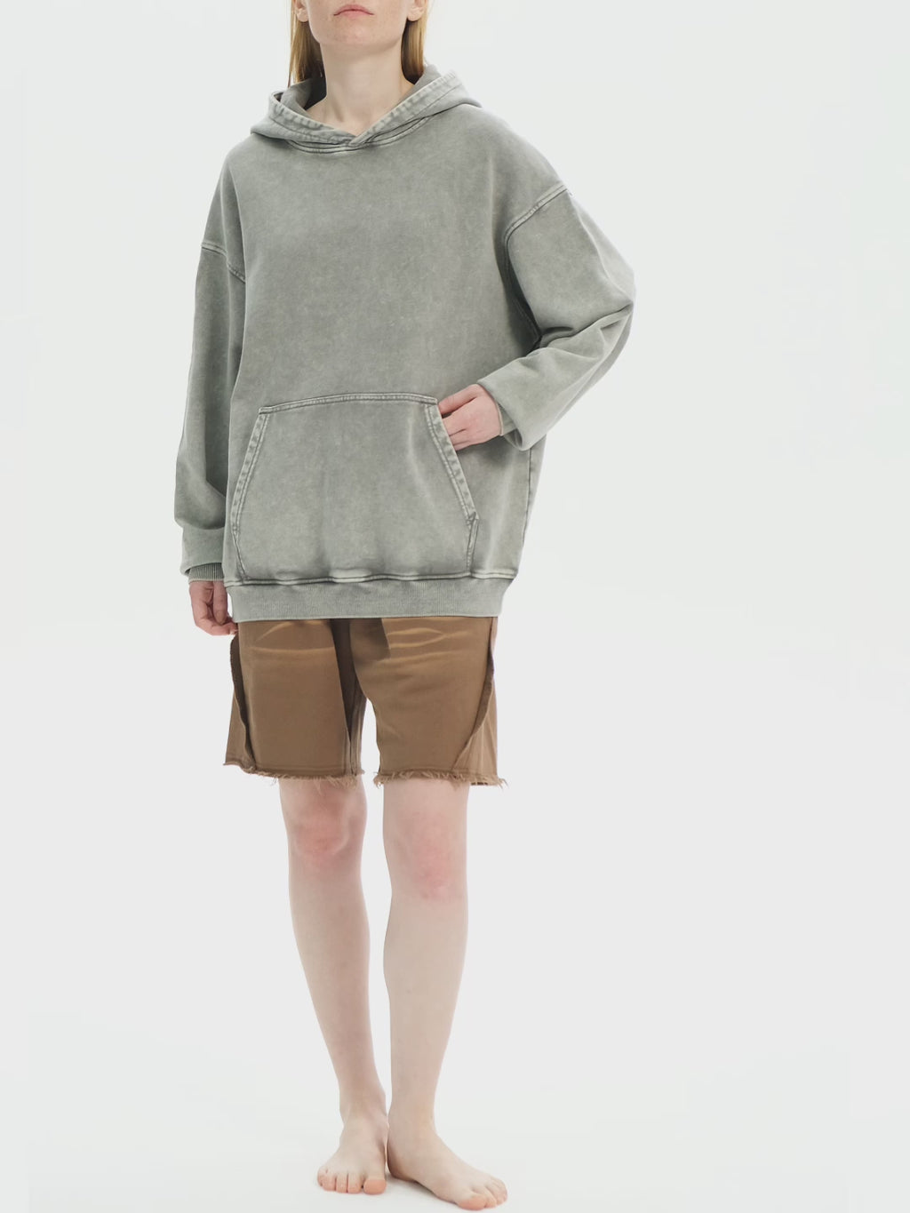 R00104-C001-V5 / SNOW WASHED LOOSE COTTON HOODIE 420G 12.4OZ DTG PRINT RUSH