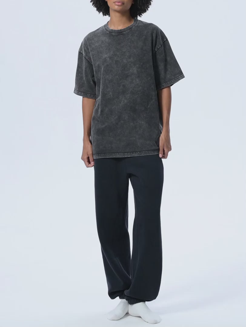 R00037-C001-V9 / SNOW WASHED OVERSIZED COTTON T-SHIRT 250G 7.4OZ DTG PRINT RUSH SERVICE LA