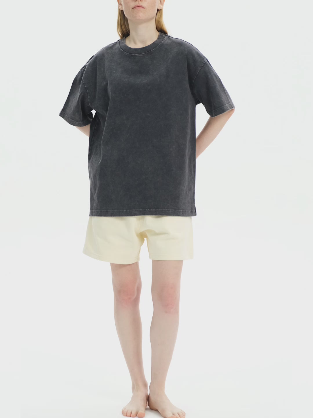 RU0025-C001-V6 / HEAVYWEIGHT SNOW WASHED OVERSIZE T-SHIRT 300G 8.8OZ DTG PRINT RUSH SERVICE LA