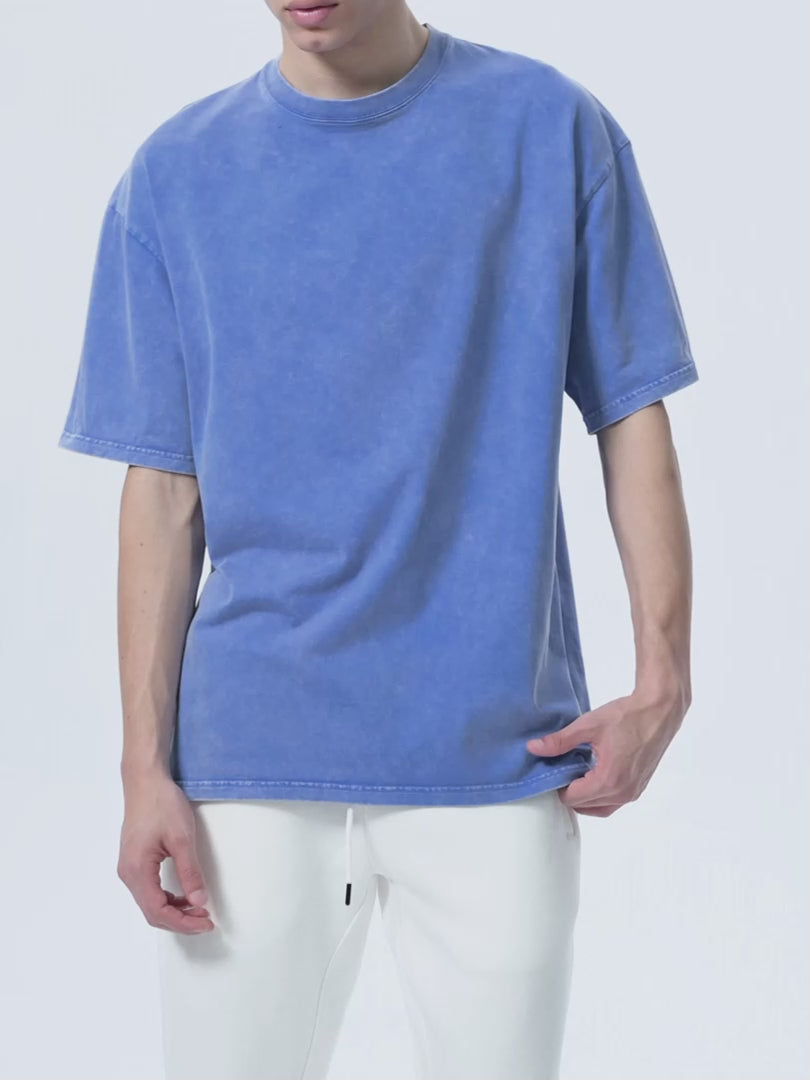R00037-C001-V9 / SNOW WASHED OVERSIZED COTTON T-SHIRT 250G 7.4OZ DTG PRINT RUSH SERVICE LA